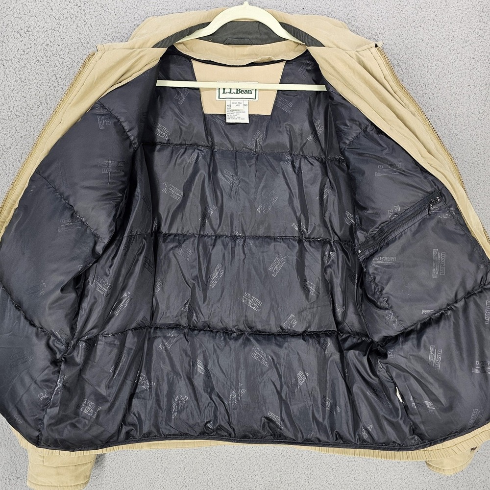 LL Bean 3-in-1 Jacket Chore Coat Mens LT Beige Goose Down Liner Full Zip - Picture 10 of 16